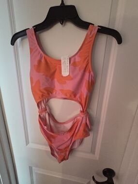 GB Womens Pink & Orange Cutout One-Piece Swimsuit